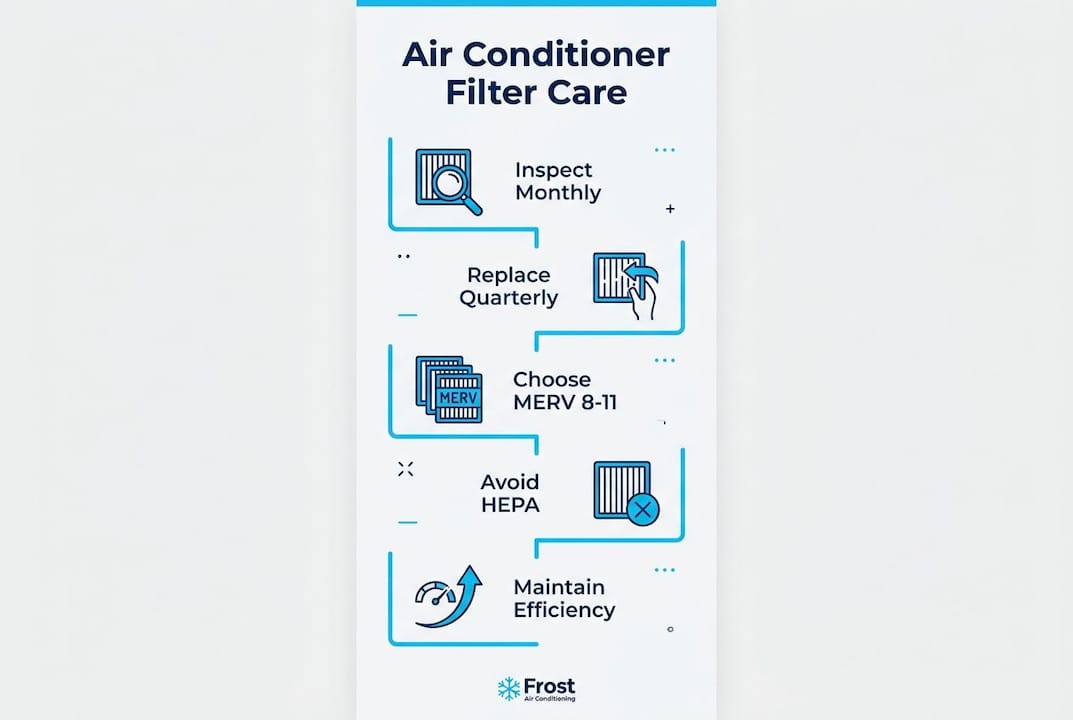 Infographic showing air conditioner filter care steps