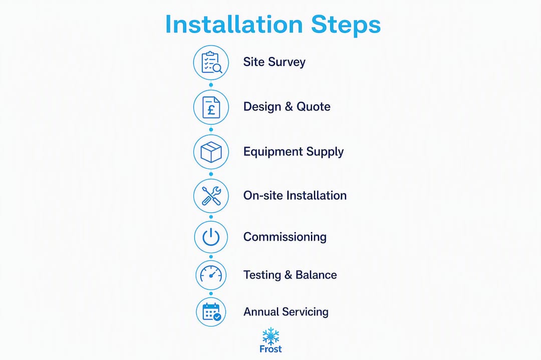 Infographic showing air conditioner installation steps