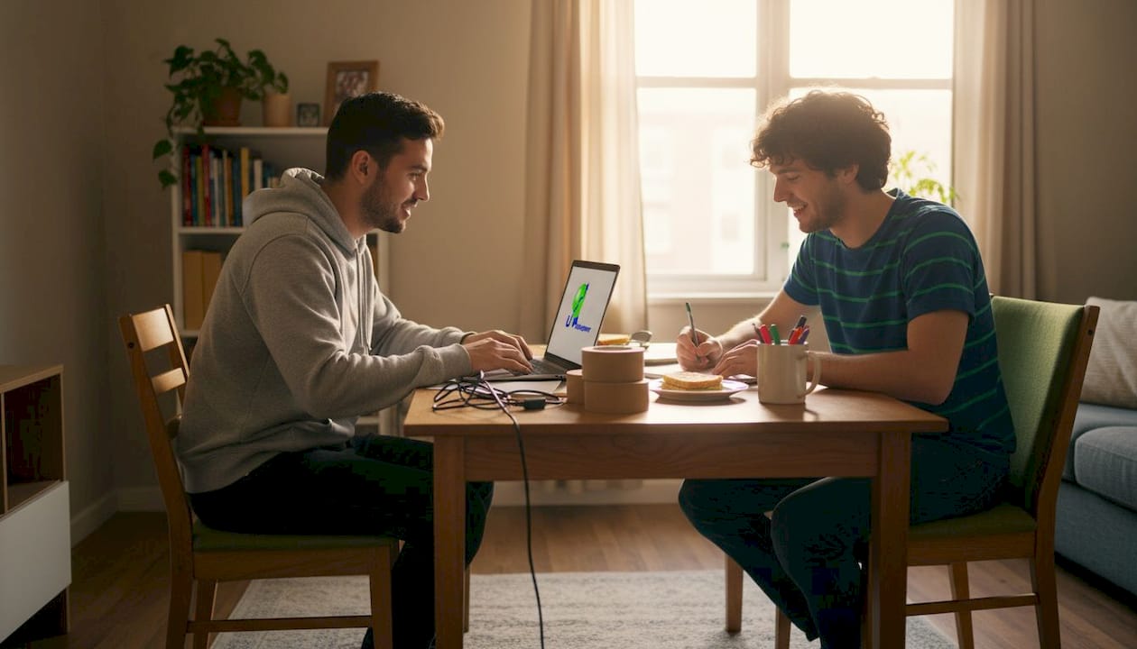 Small team working at home workspace