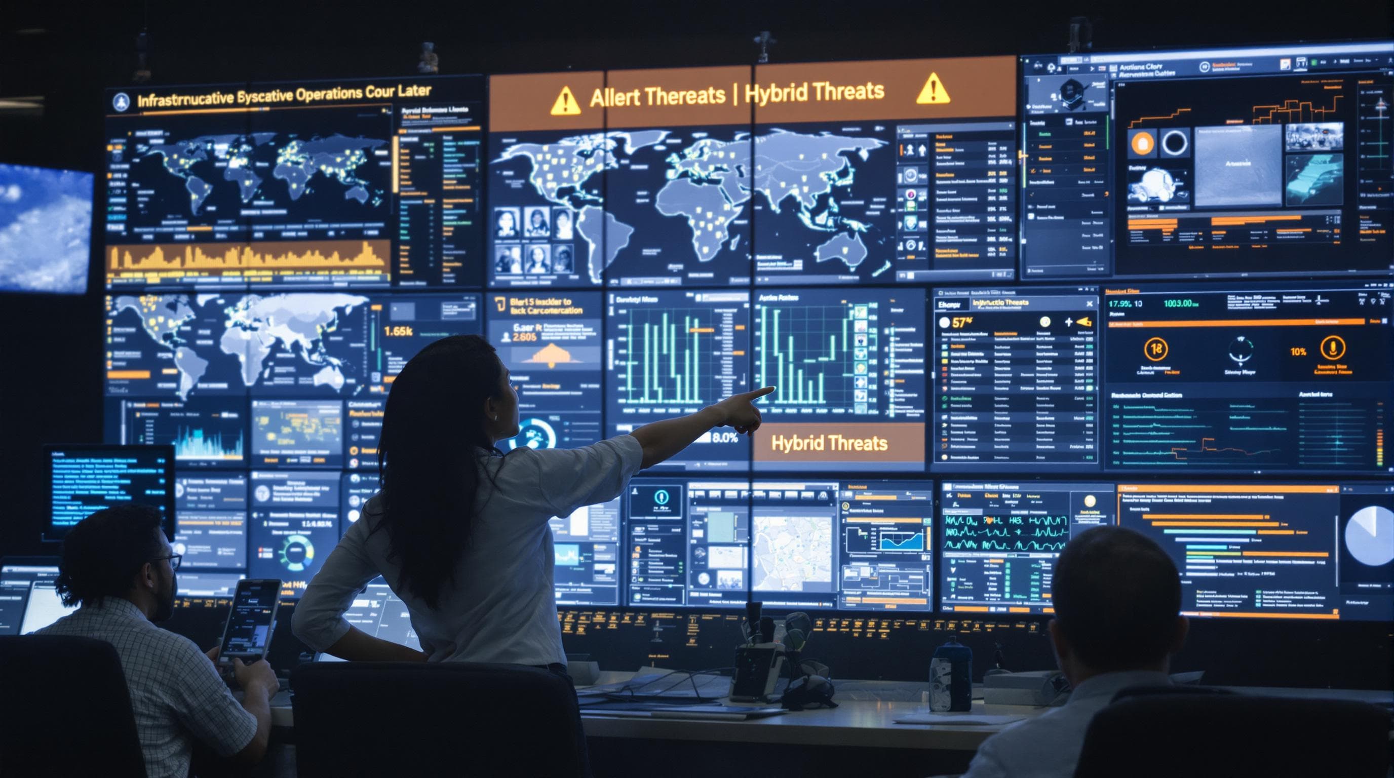 Cybersecurity team responds to hybrid security threats on digital displays