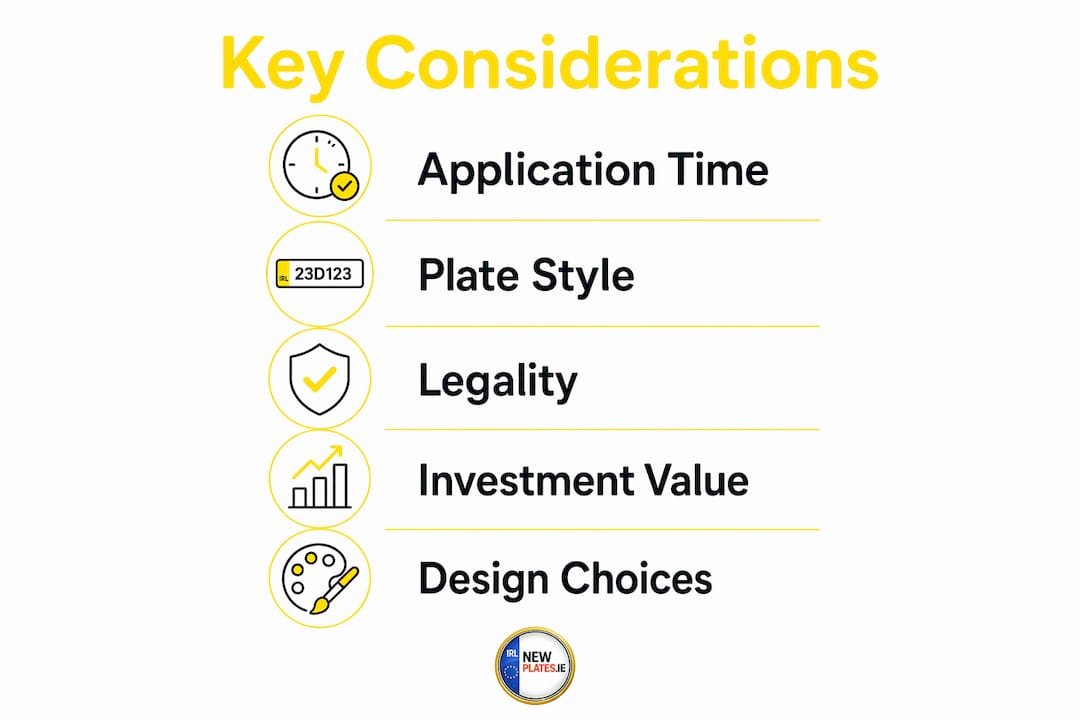 Infographic outlining key considerations for custom plates in Ireland
