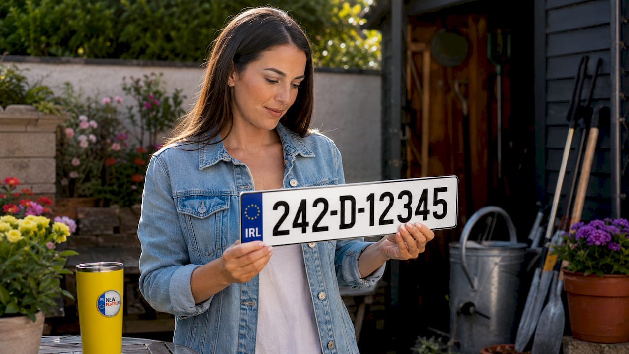 Hands inspecting NCT compliant number plate