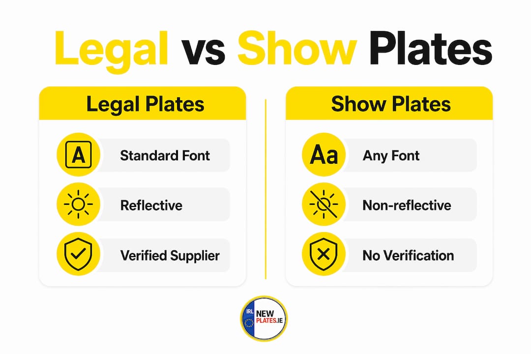 Infographic comparing legal and show vehicle plates