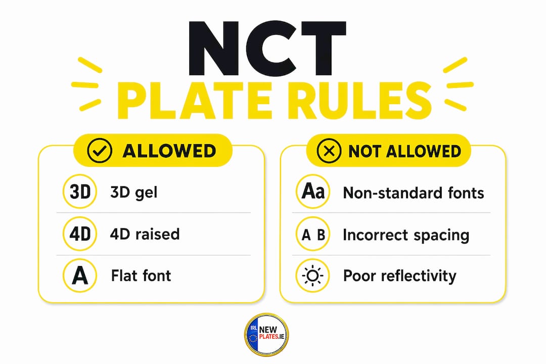 Infographic comparing allowed and not allowed plates for NCT