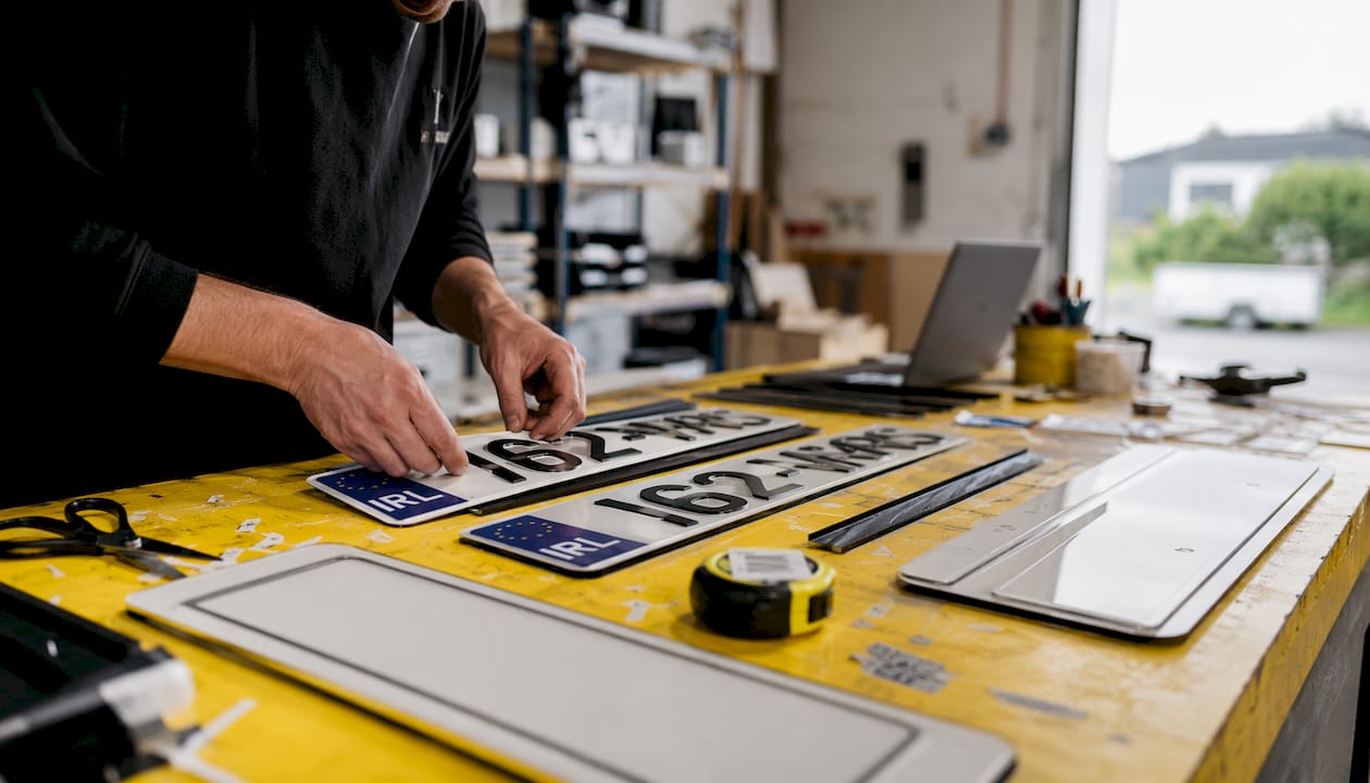 Hands inspecting NCT compliant plate types on workbench