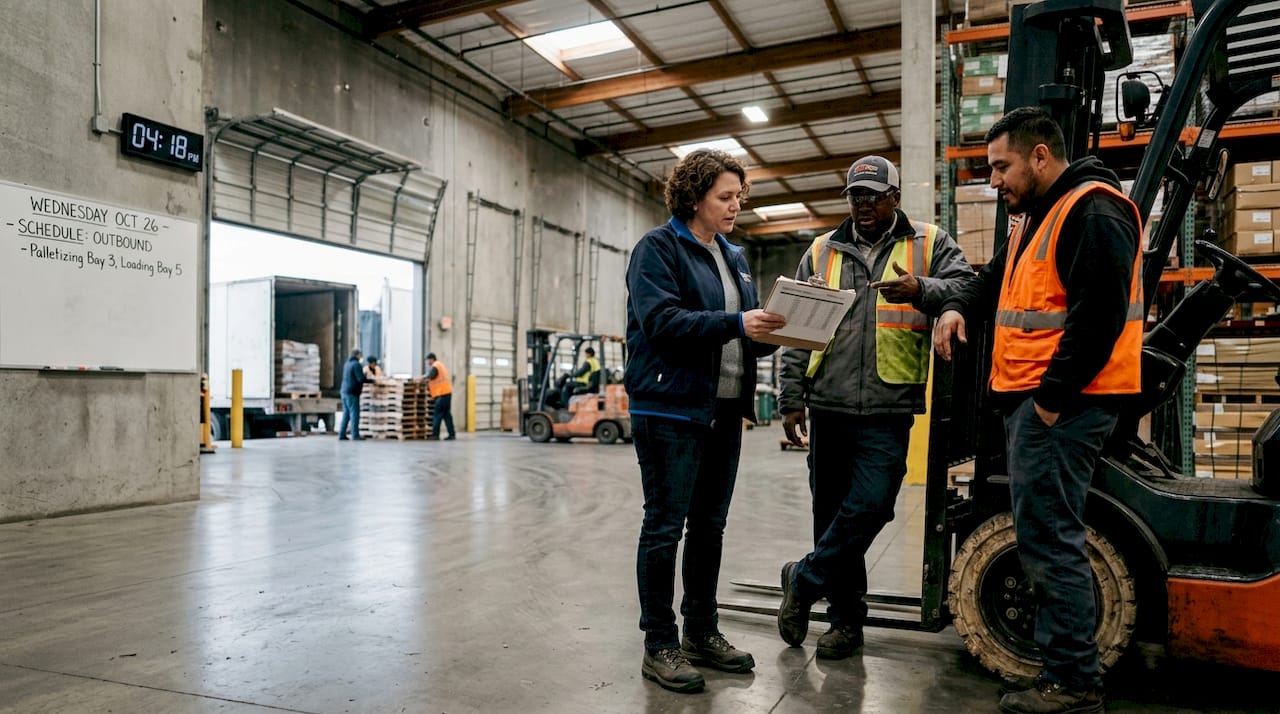 Coordinators and drivers planning in warehouse bay