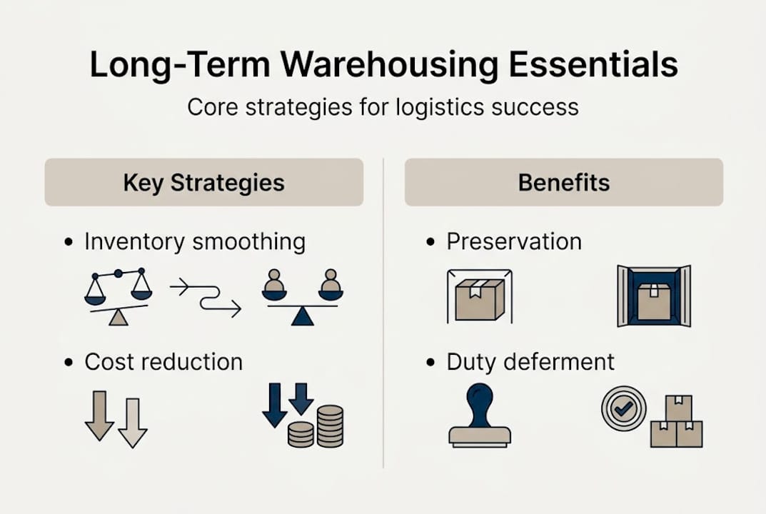 Infographic of long-term warehousing strategies and benefits