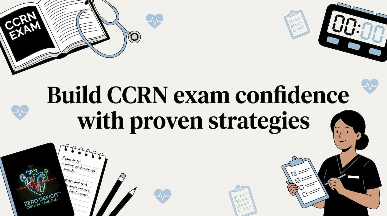 Decorative title card for CCRN exam strategy article