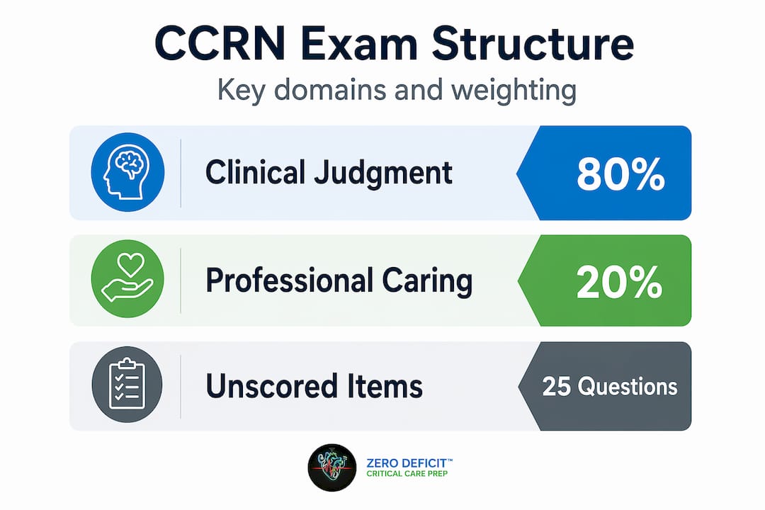 Infographic detailing CCRN exam domain breakdown