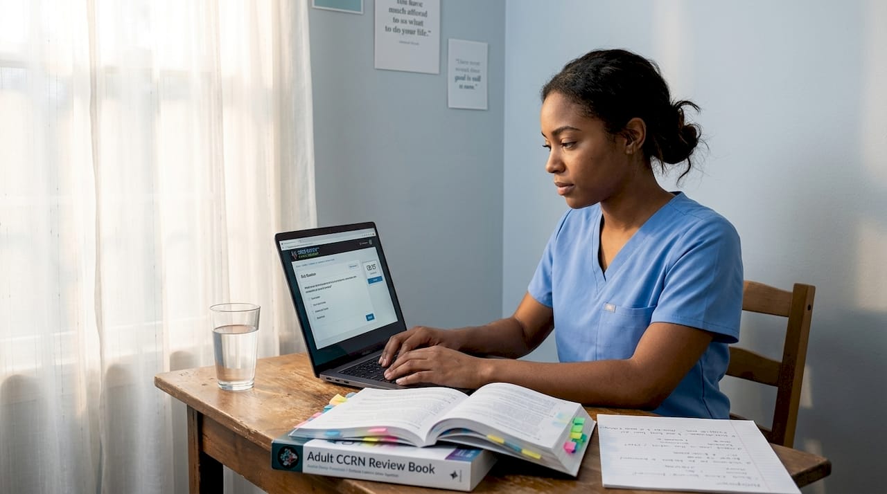 Nurse completes CCRN practice test