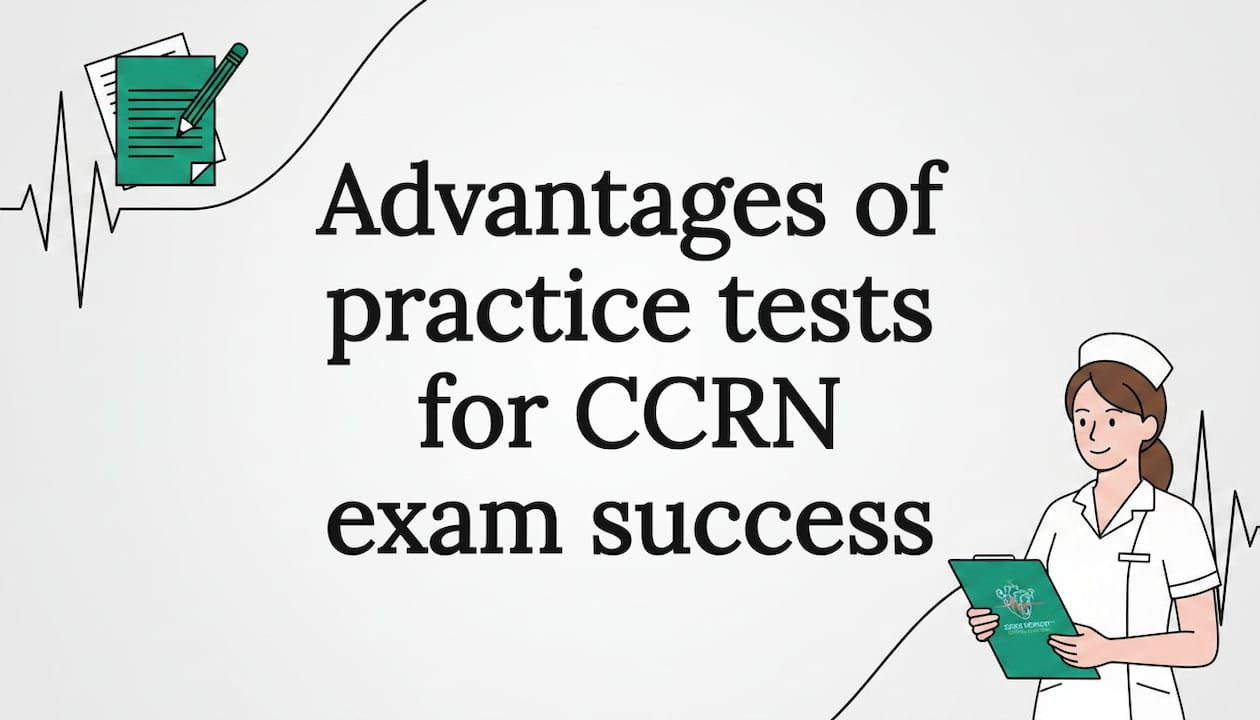 Decorative CCRN exam title card illustration