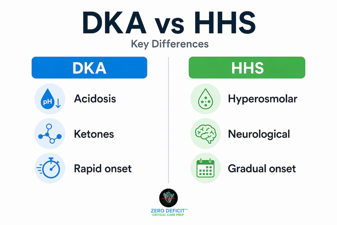 Infographic comparing DKA and HHS features