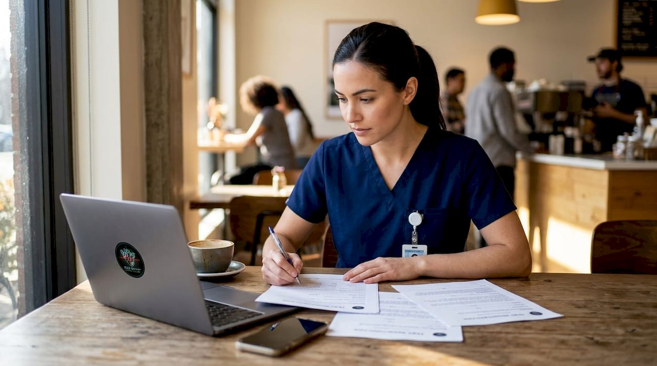 ICU nurse gathers focus before exam day