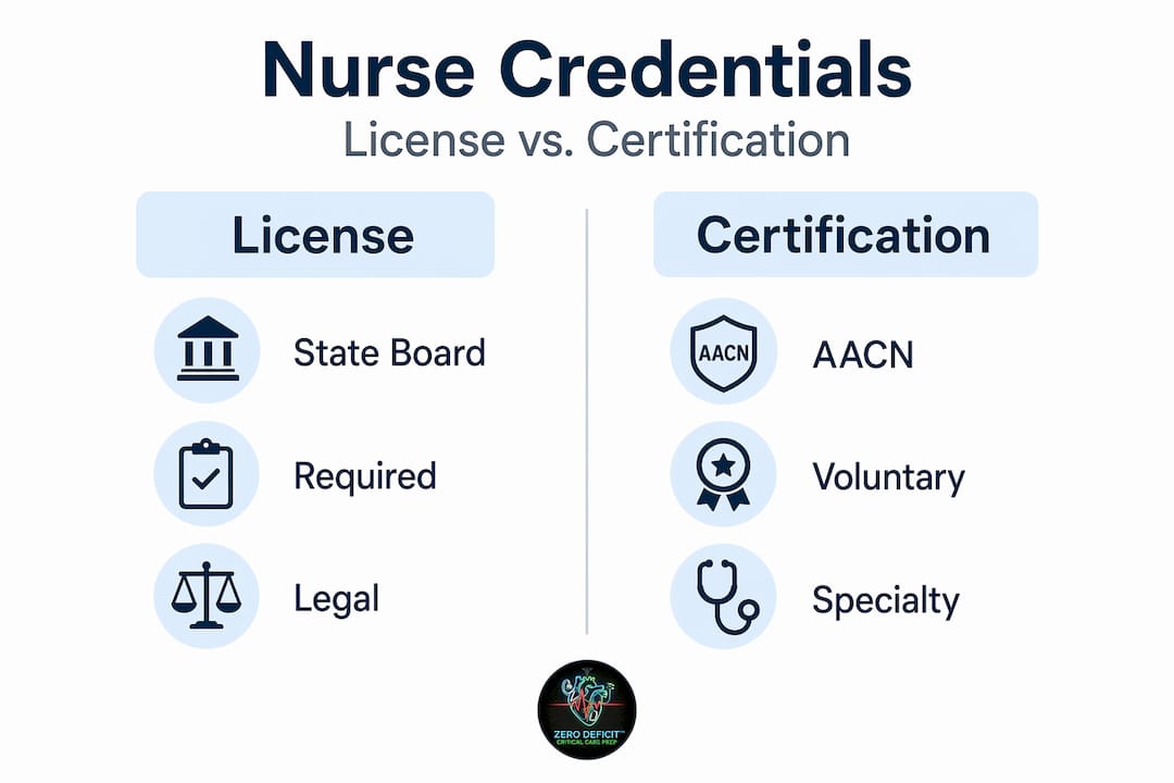 Infographic comparing nursing license and certification