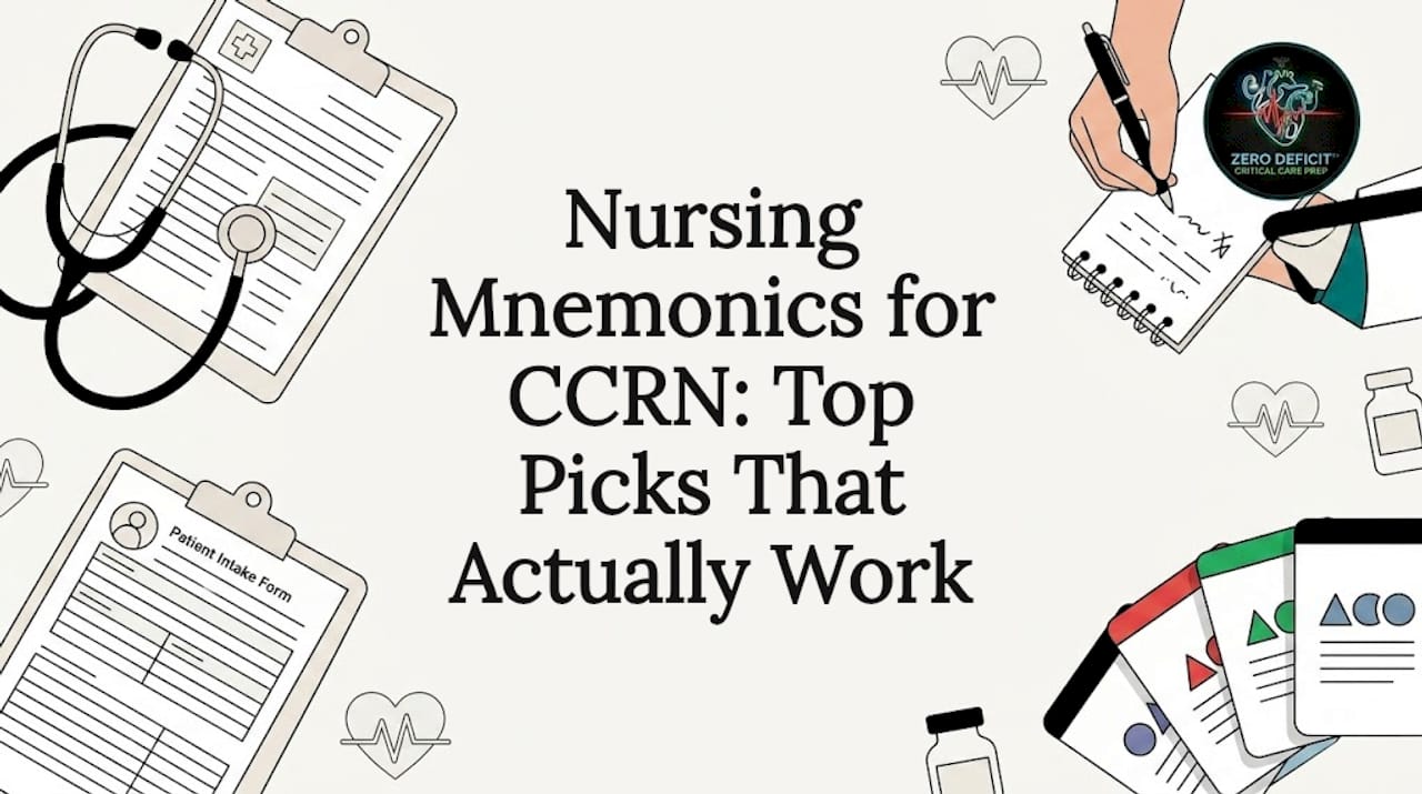 Decorative title card illustration with nursing mnemonics theme