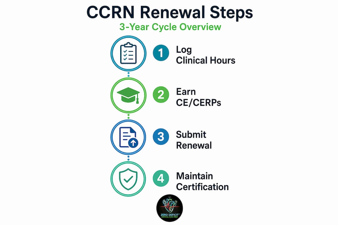Infographic showing CCRN renewal steps
