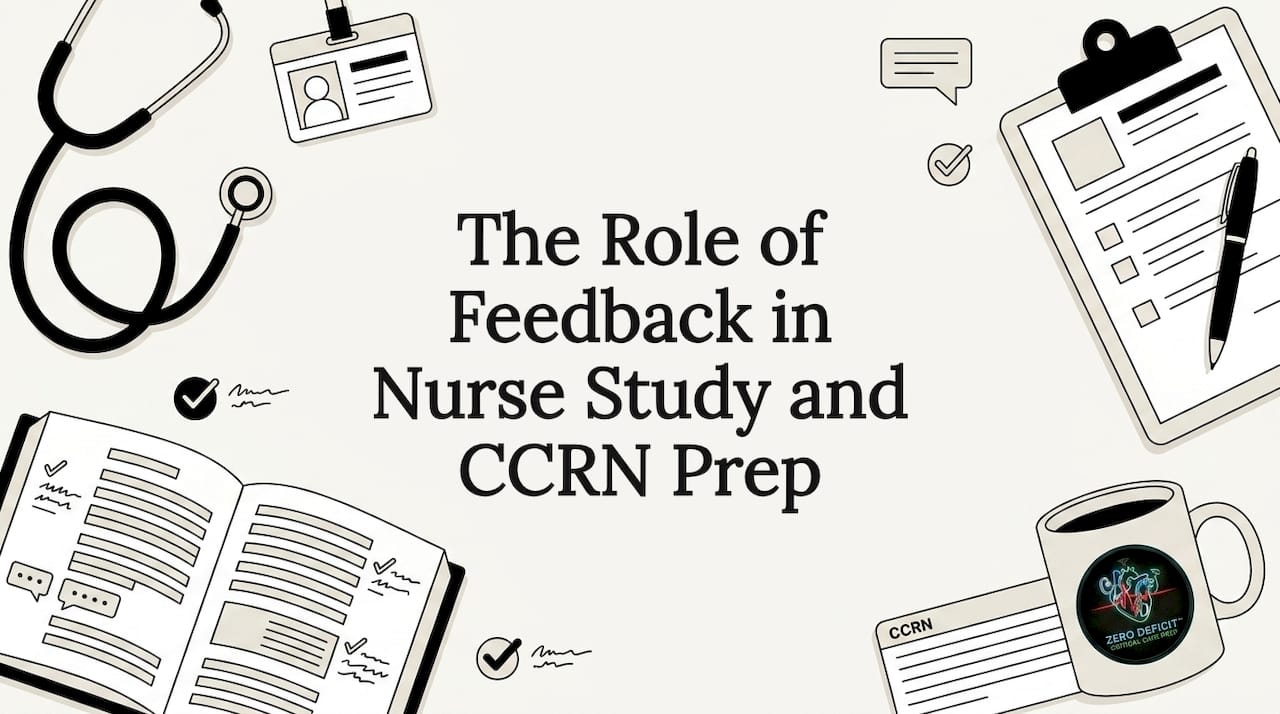 Decorative title card illustration for nurse CCRN feedback article