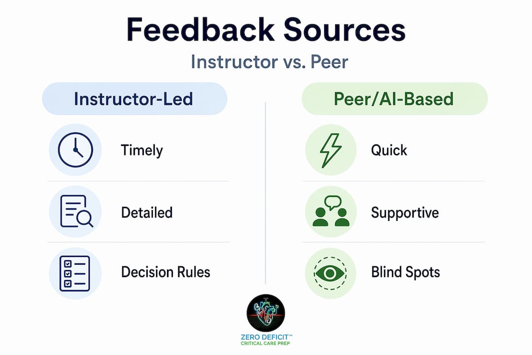 Infographic comparing instructor-led and peer feedback
