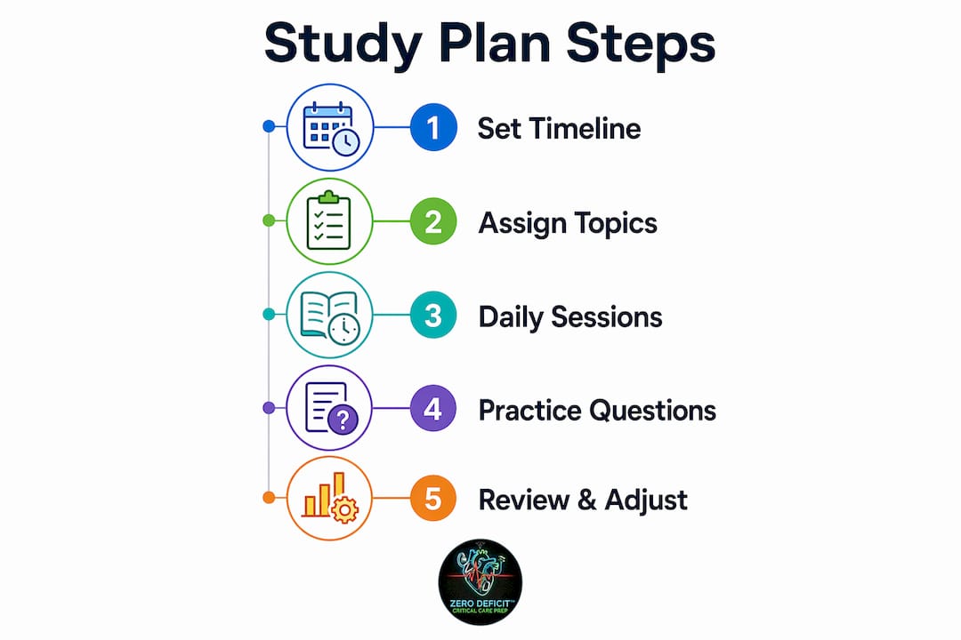 Infographic showing nursing study plan steps
