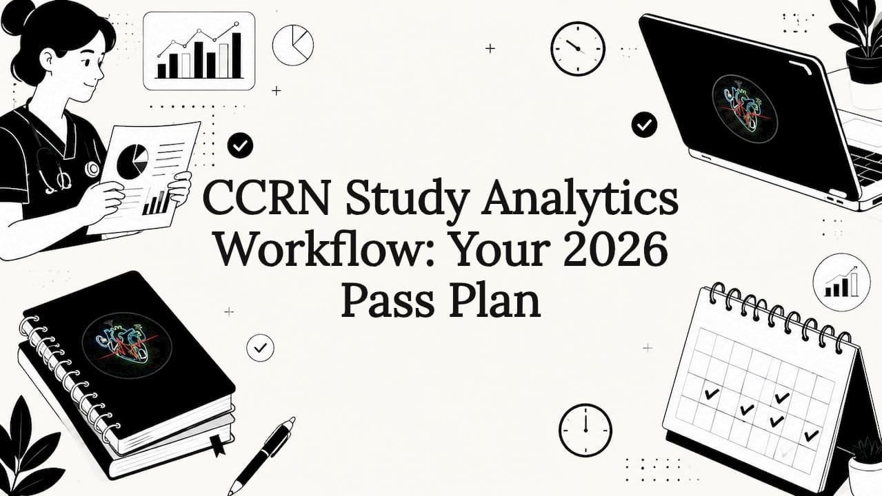Decorative title card illustration for CCRN study analytics article