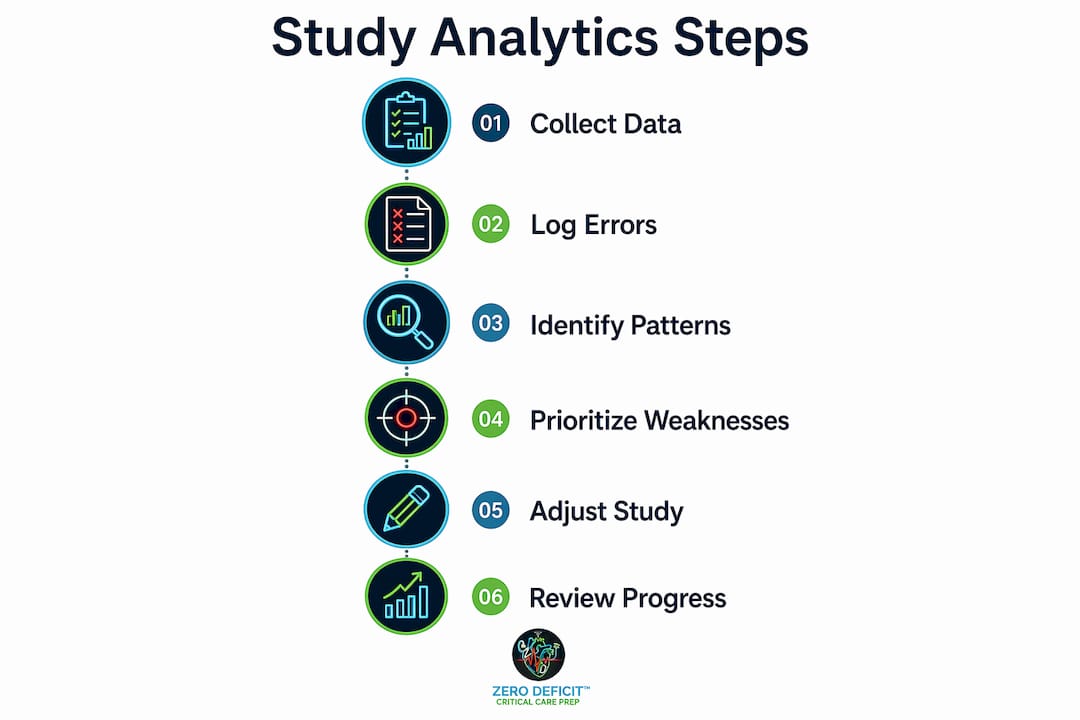 Infographic showing steps of CCRN study analytics workflow