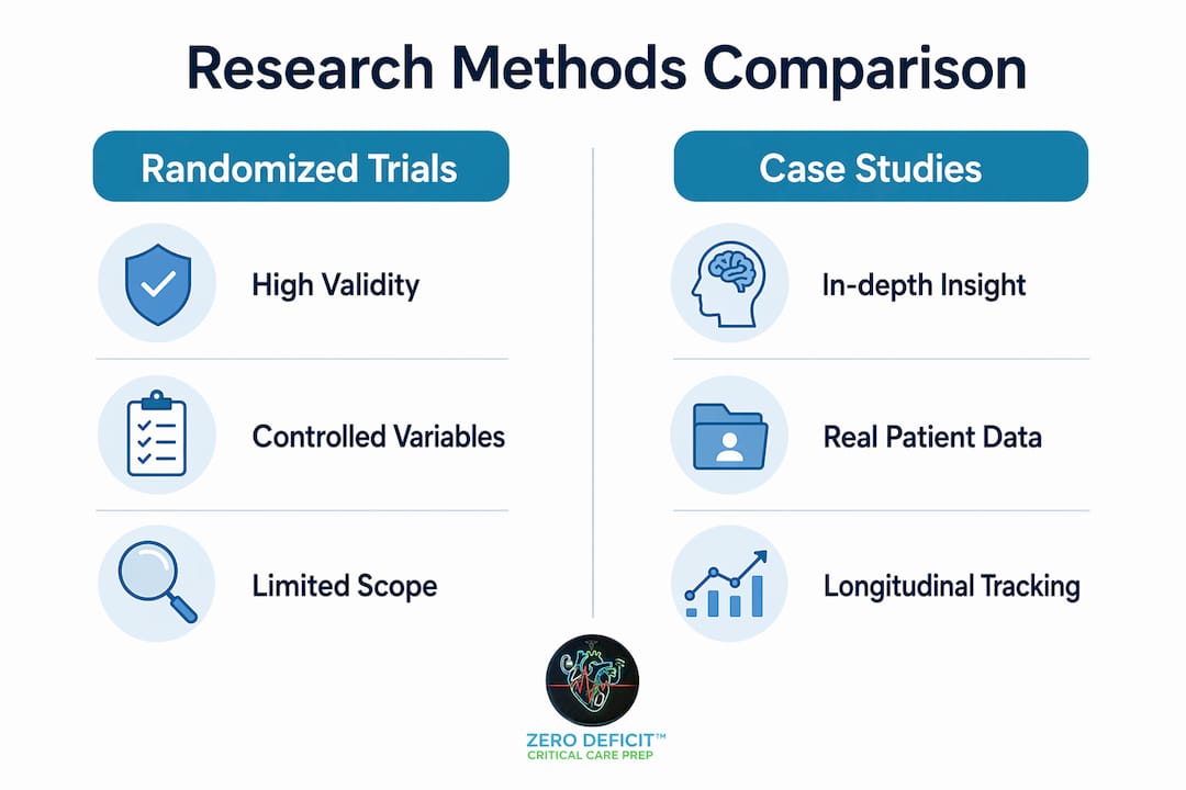 Infographic comparing randomized trials and case studies