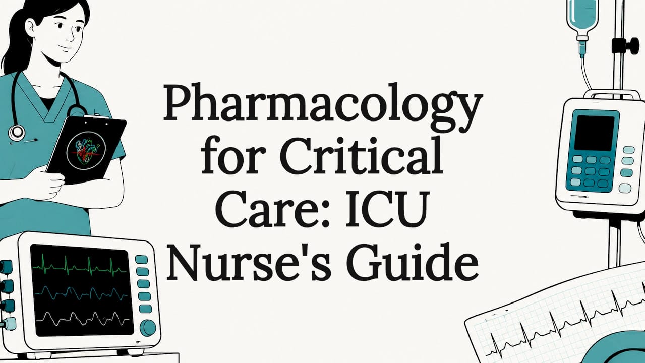 Decorative title card illustration with clinical objects