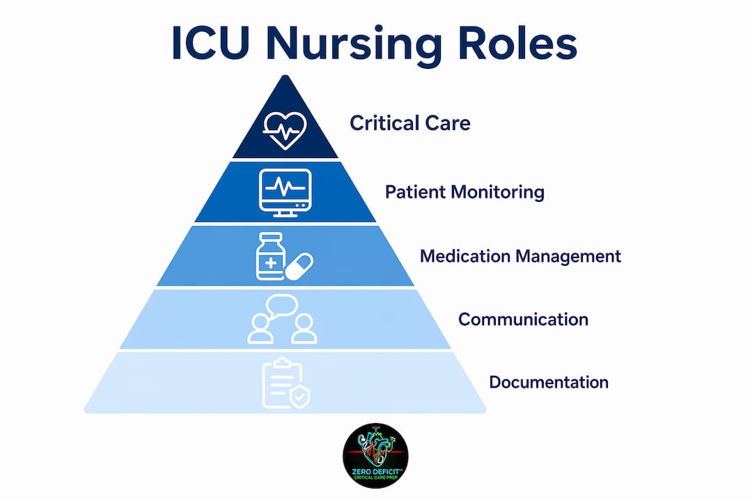 Infographic showing ICU nursing roles and duties