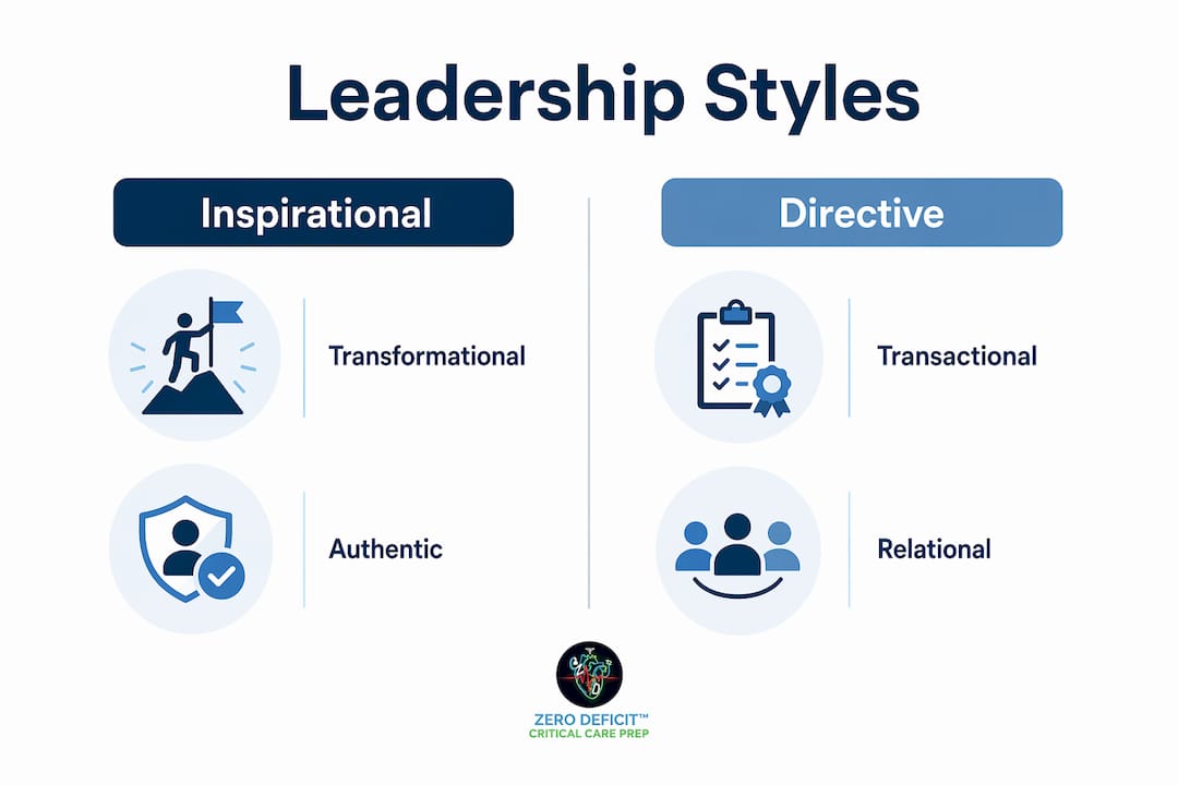 Infographic comparing nursing leadership styles