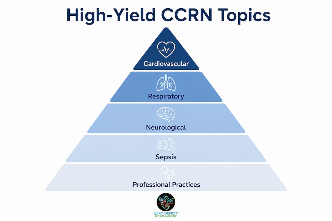 Infographic showing ranked high-yield CCRN topics