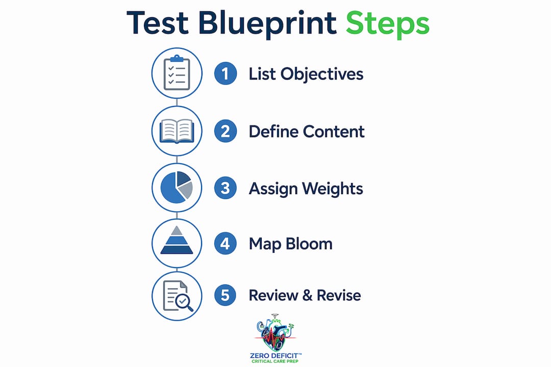 Infographic showing key steps of test blueprint creation