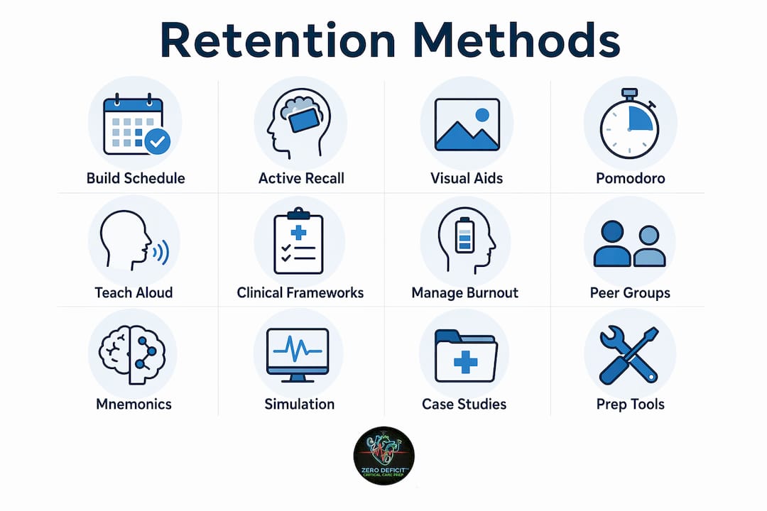 Infographic listing 12 proven nursing retention methods