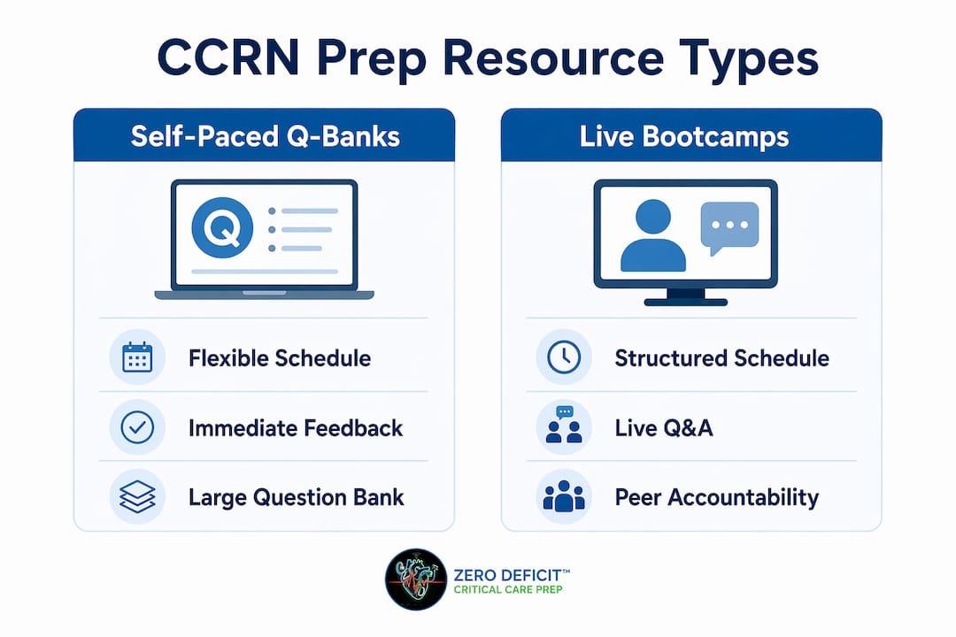 Infographic comparing CCRN prep resource types