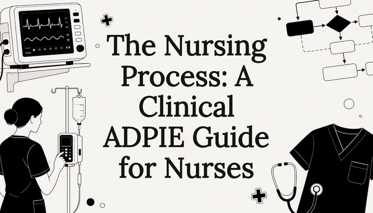 Decorative title card illustration for nursing process