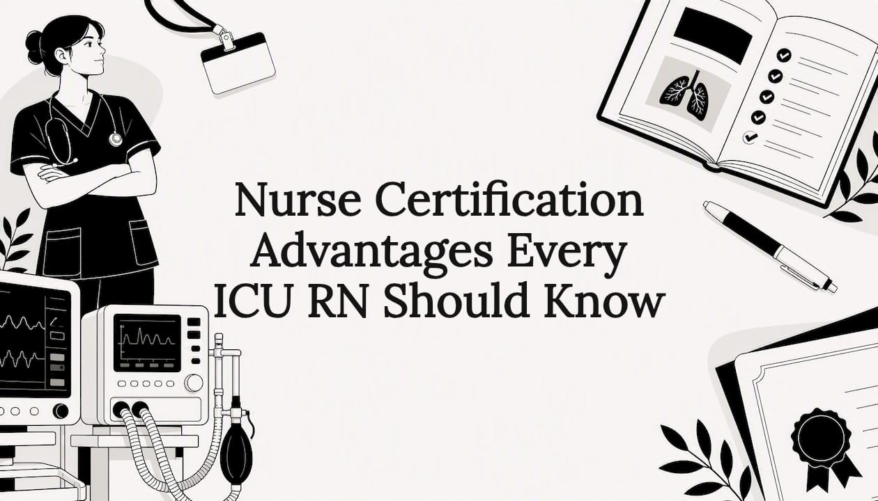 Decorative title card illustration for nurse certification article