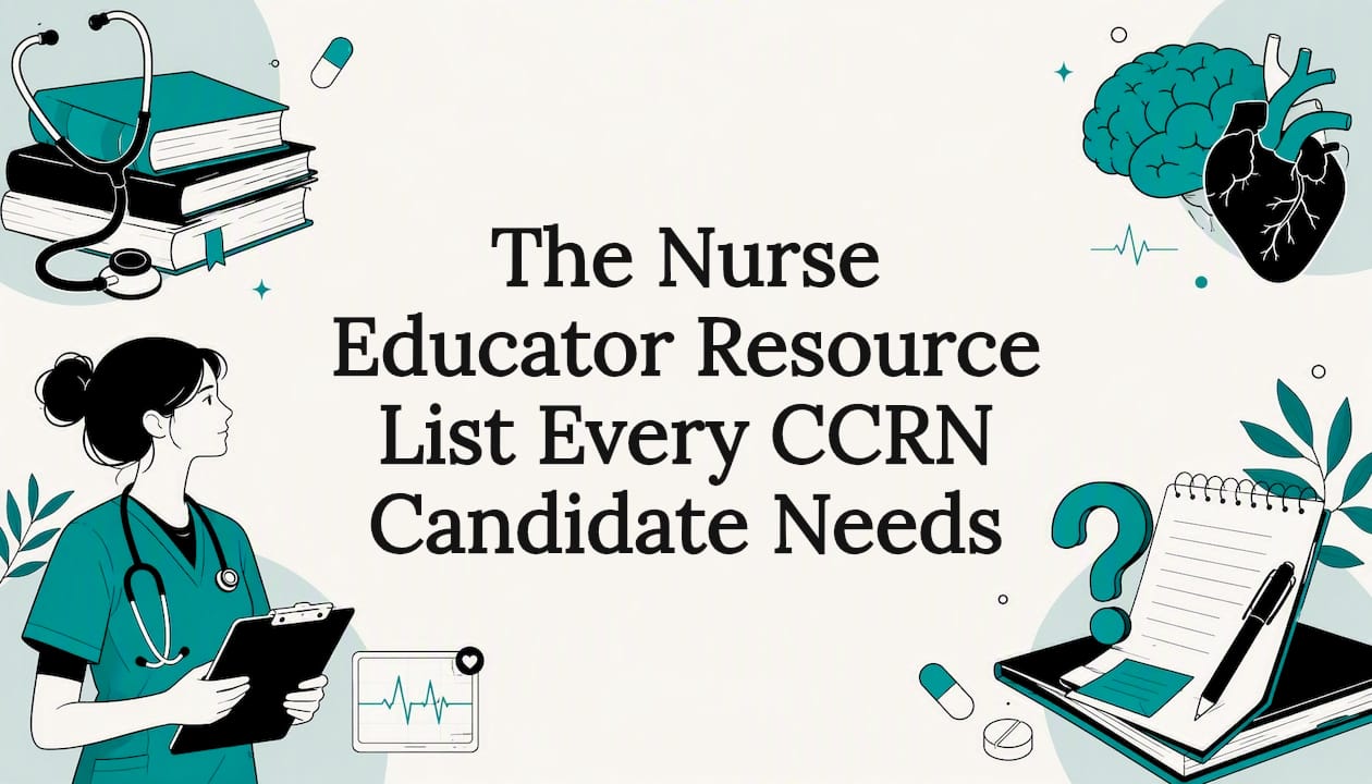 Decorative title card illustration with critical care education theme