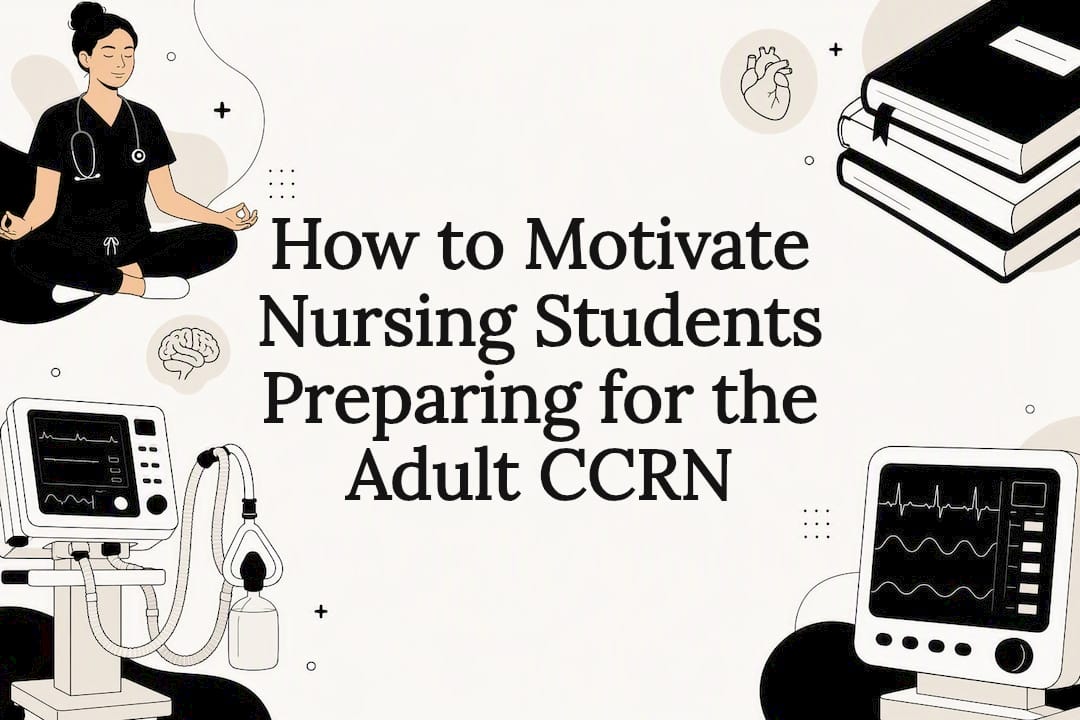 Decorative title card illustration for nursing exam prep