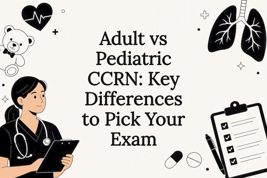 Decorative title card illustration for CCRN exam differences