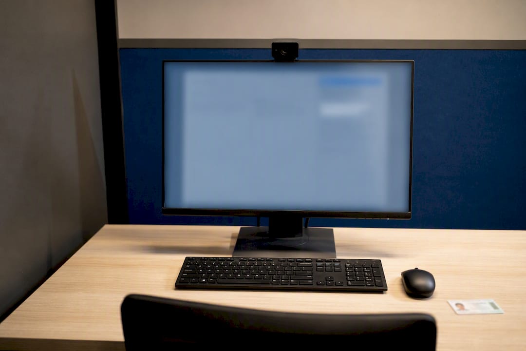 Computer testing workstation prepared for exam day