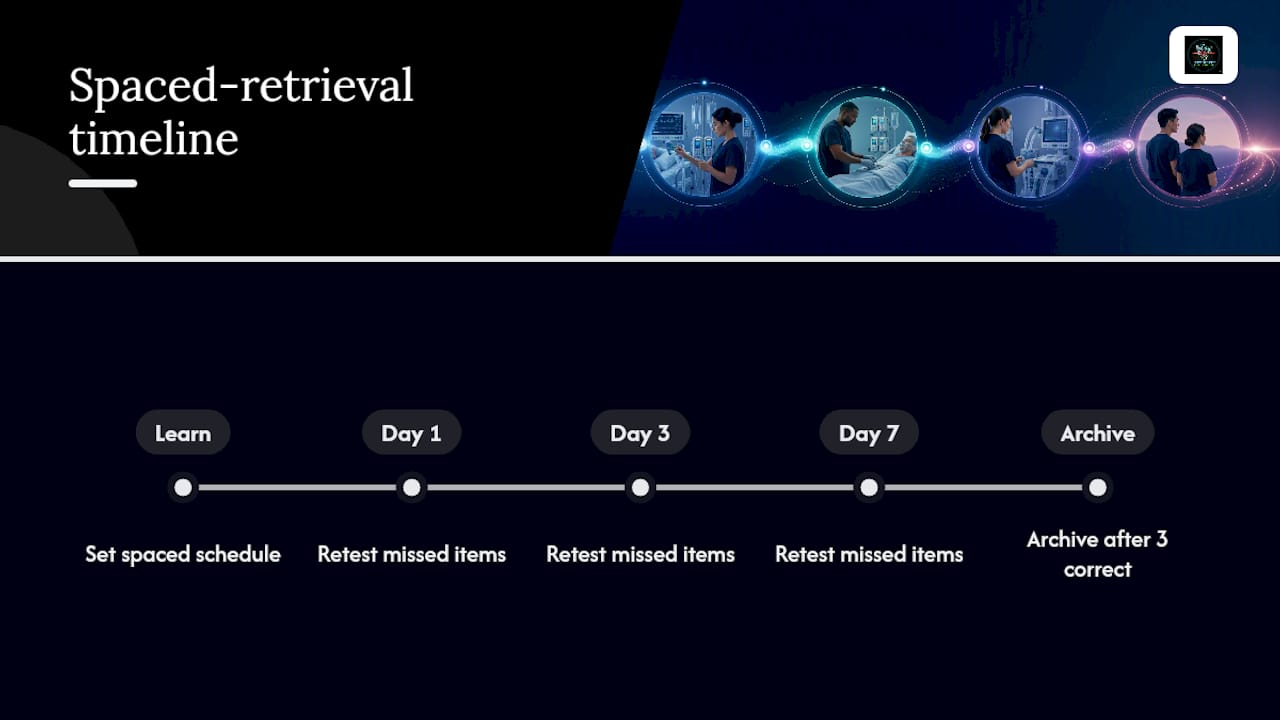 Spaced retrieval schedule from one to seven days
