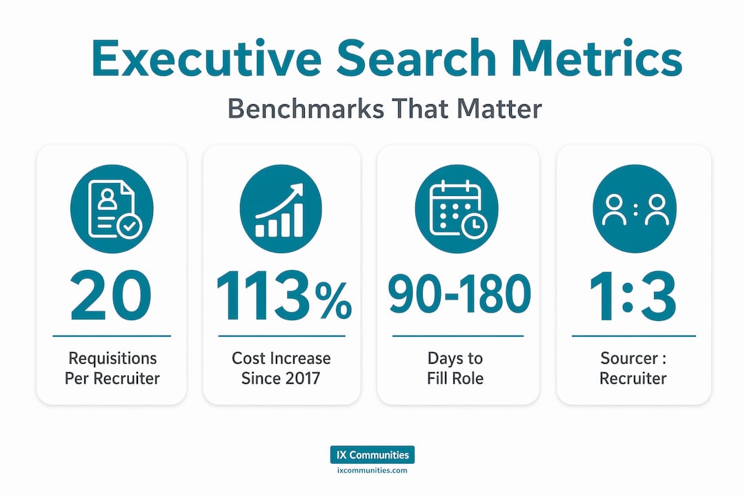 Infographic with executive recruiting benchmarks and metrics