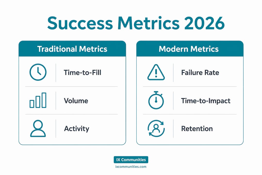Infographic comparing traditional and modern executive search metrics