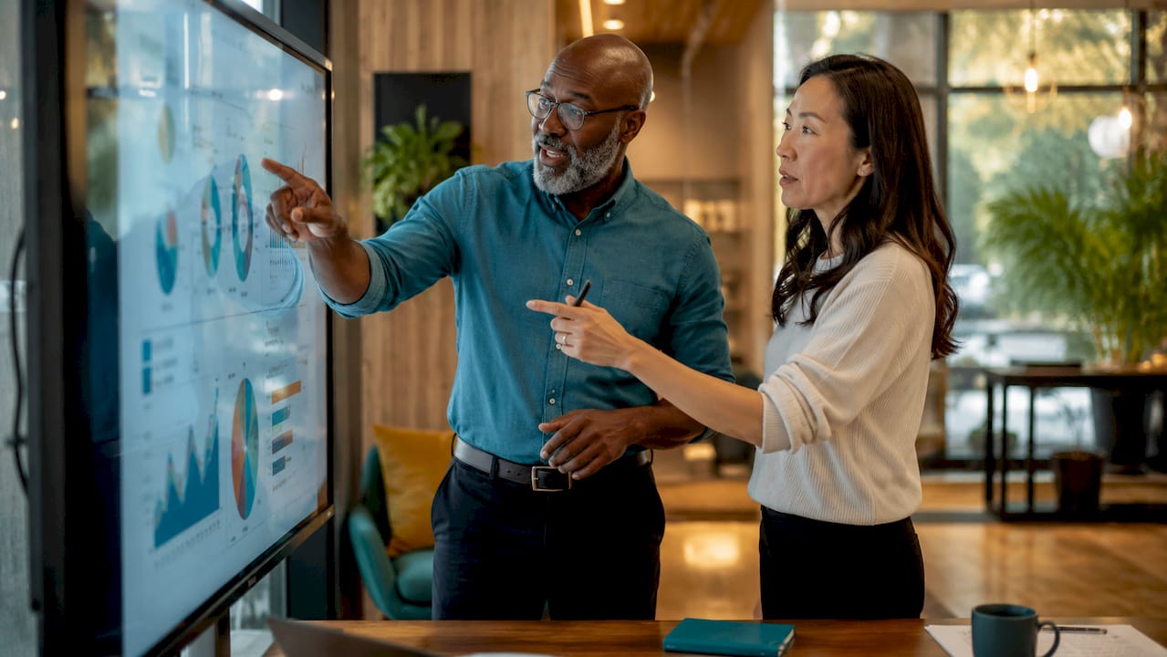 Two HR leaders discussing AI workforce planning on screen