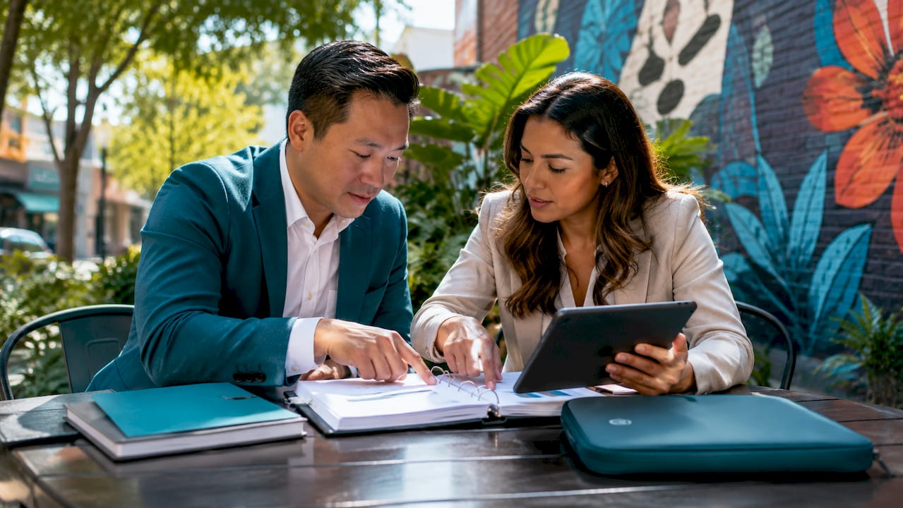 Two HR professionals collaborating on executive recruitment
