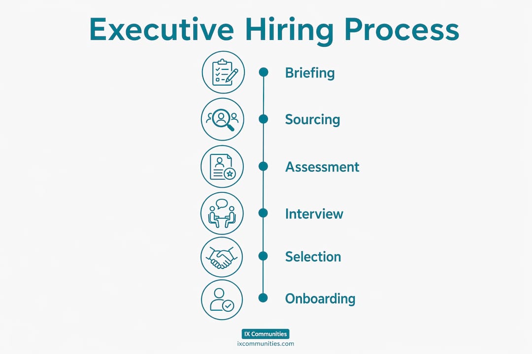 Infographic showing executive hiring process steps