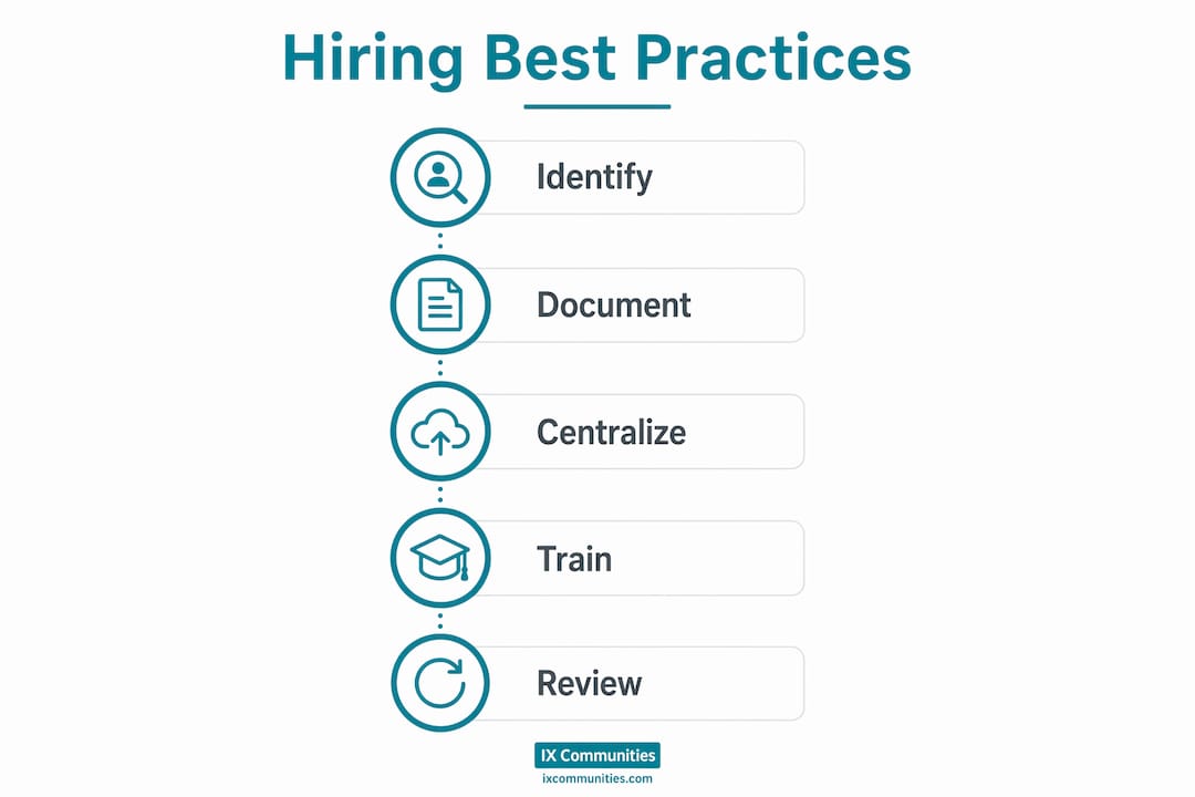 Infographic outlining steps to share hiring best practices
