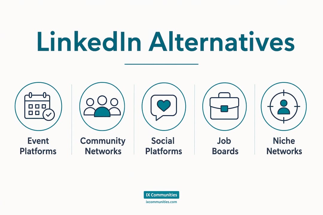 Infographic showing categories of LinkedIn alternatives