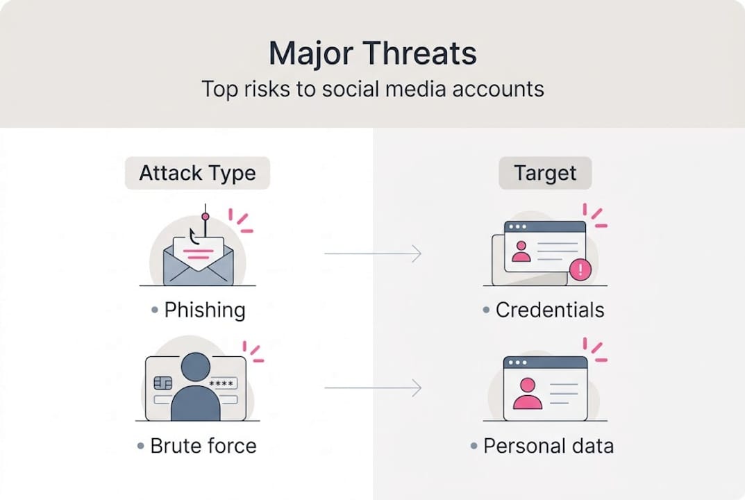 Infographic of major social media threat types