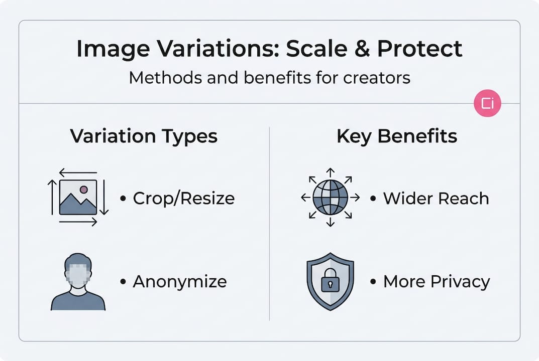 Infographic showing types and benefits of image variations