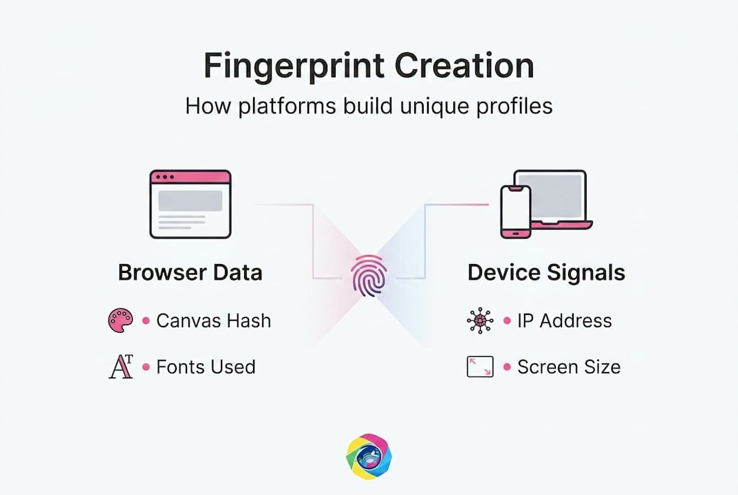 Infographic showing fingerprinting data categories